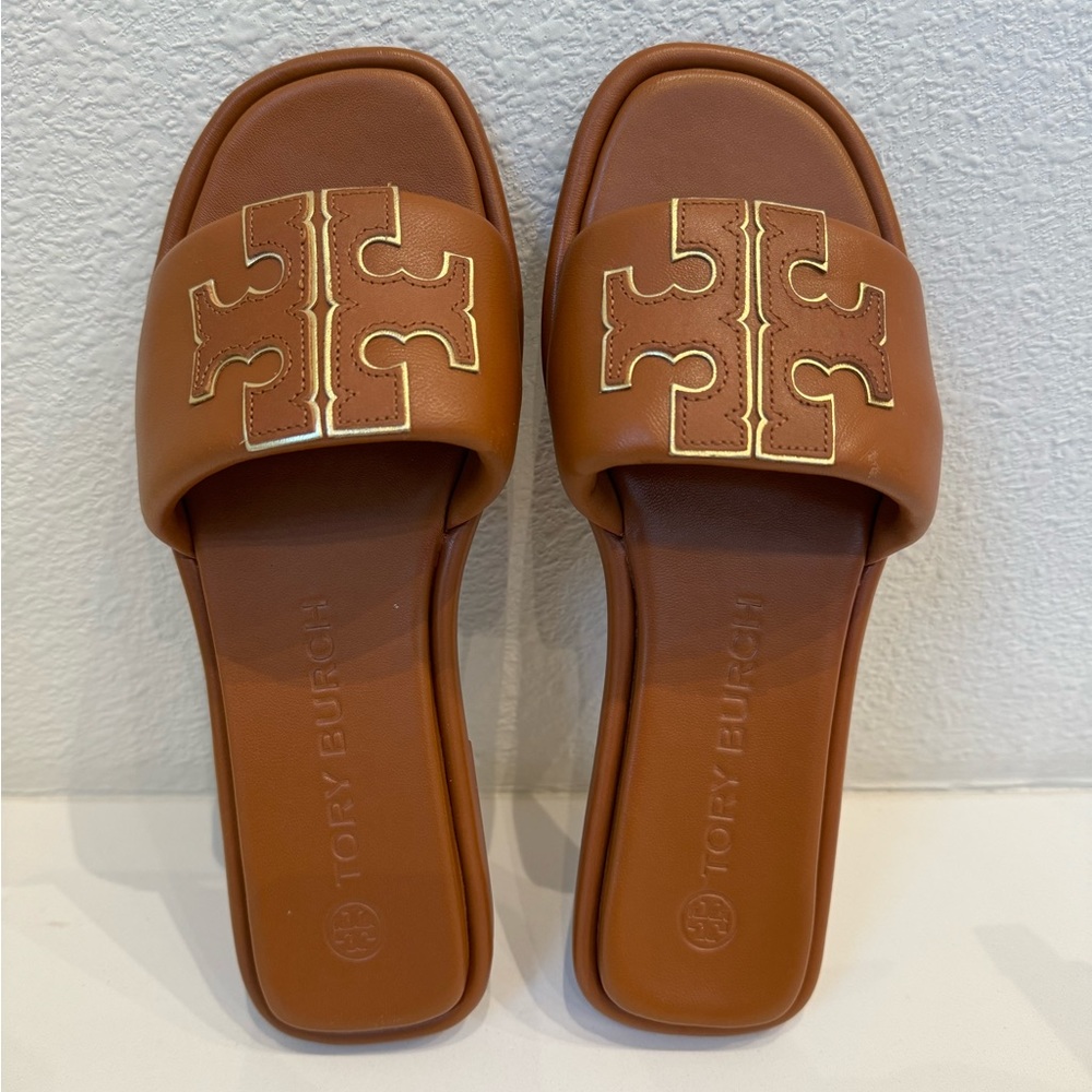 Tory Burch Dark Tan Slides